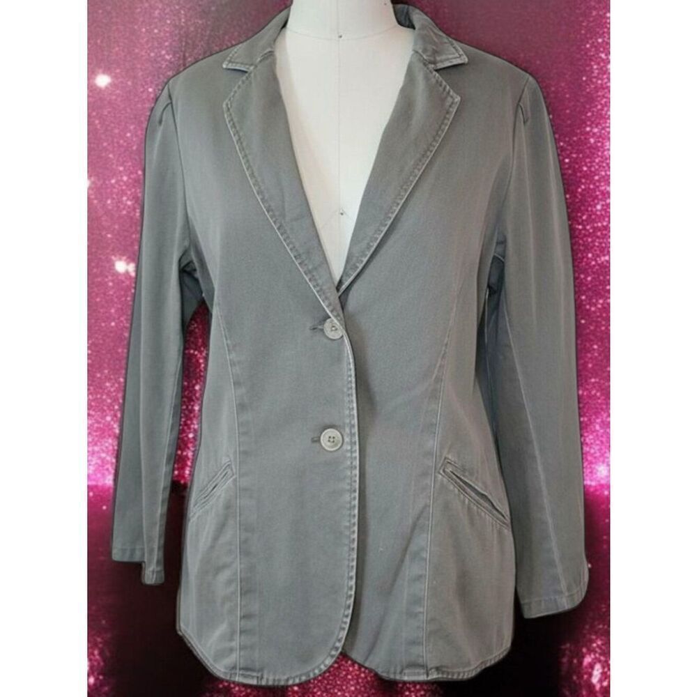NY & Co Women’s distressed olive green Stretch Cotton Blazer Jacket